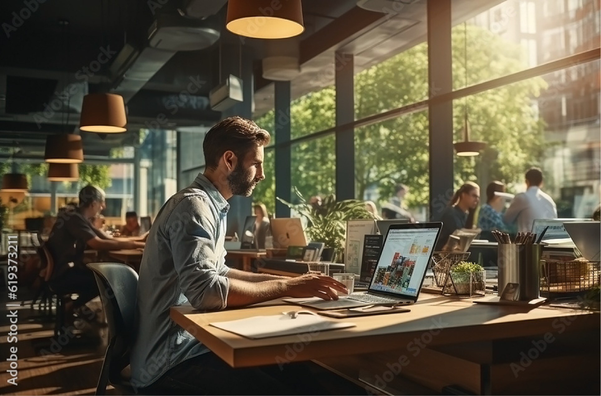 Man working on laptop